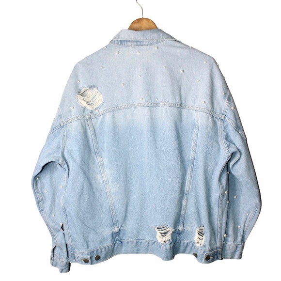 Free People Sunday Funday Pearl Denim Jacket - Picture 4 of 9